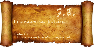 Francsovics Balázs névjegykártya